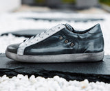 Sneakers homme cuir gris/bleu - CALISTO