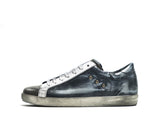 Sneakers homme cuir gris/bleu - CALISTO