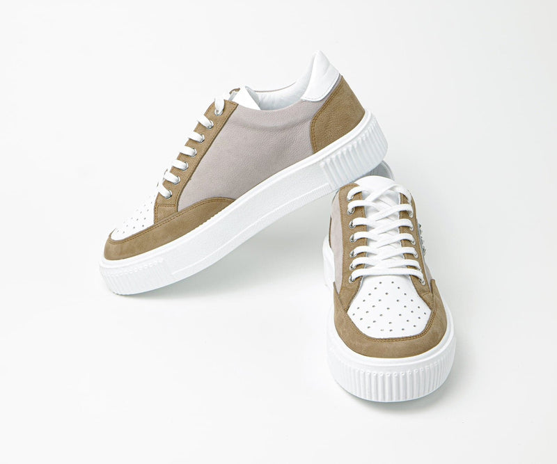 Sneakers homme cuir gris/beige - GERNI - VOGMAN